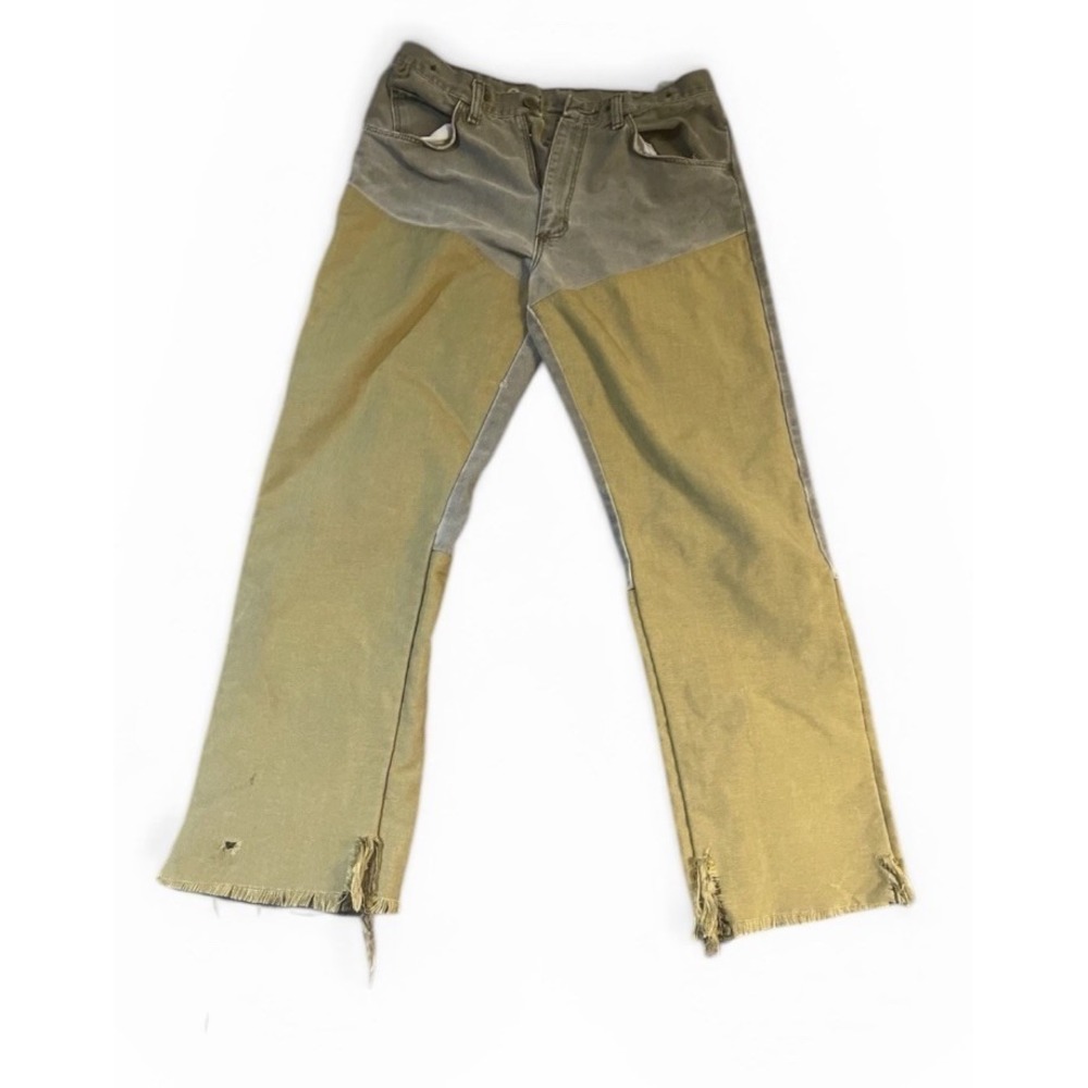 Wrangler Rugged Wear Jeans Mens Two Tone Colorblock Distressed Frayed Hem 31X27